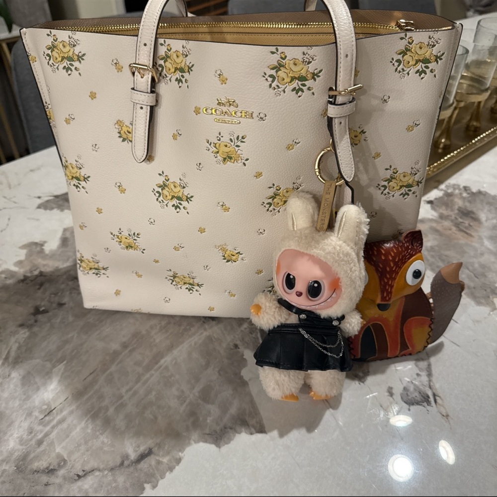 Coach White Floral Tote Bag